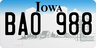 IA license plate BAO988