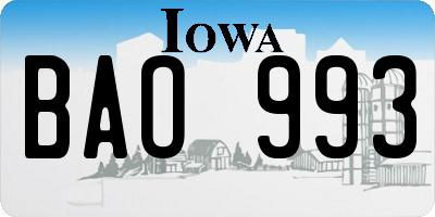 IA license plate BAO993