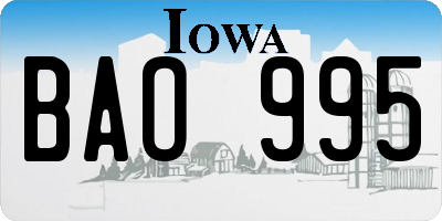 IA license plate BAO995