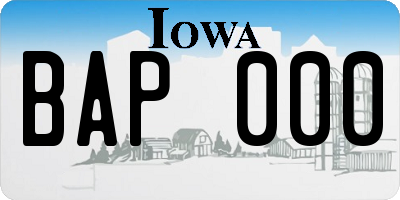 IA license plate BAP000
