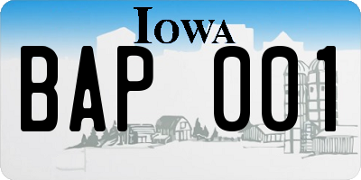 IA license plate BAP001