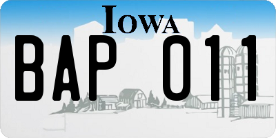 IA license plate BAP011