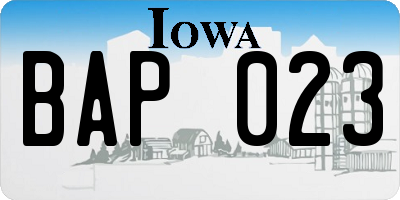 IA license plate BAP023