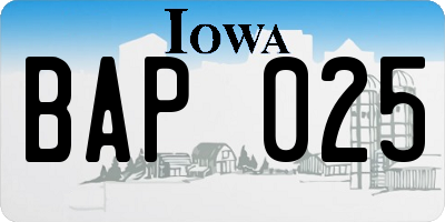IA license plate BAP025