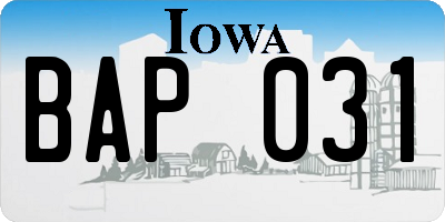 IA license plate BAP031