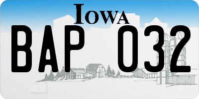 IA license plate BAP032