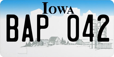 IA license plate BAP042