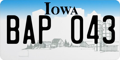 IA license plate BAP043