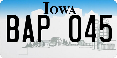IA license plate BAP045