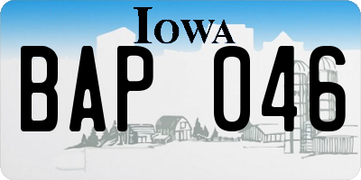 IA license plate BAP046