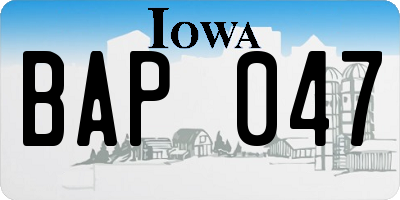 IA license plate BAP047
