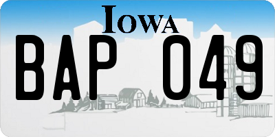 IA license plate BAP049