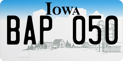 IA license plate BAP050