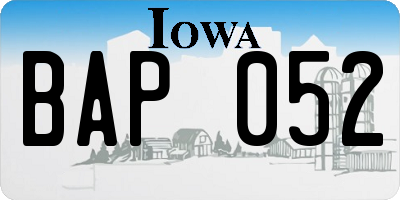 IA license plate BAP052