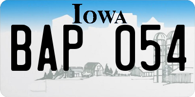 IA license plate BAP054