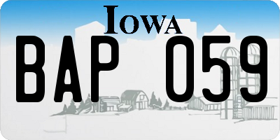 IA license plate BAP059