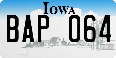 IA license plate BAP064
