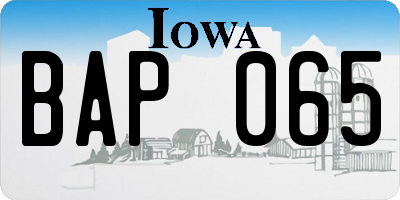IA license plate BAP065