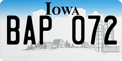 IA license plate BAP072
