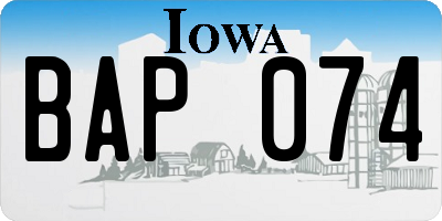 IA license plate BAP074