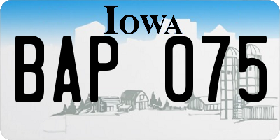 IA license plate BAP075