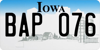 IA license plate BAP076