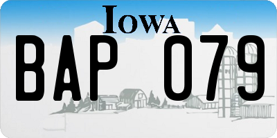 IA license plate BAP079