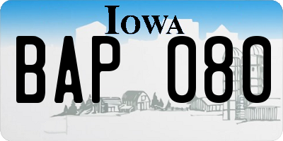 IA license plate BAP080