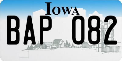 IA license plate BAP082