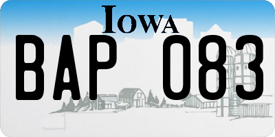 IA license plate BAP083