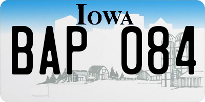 IA license plate BAP084