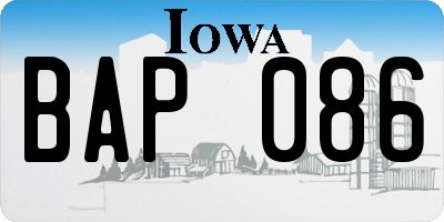 IA license plate BAP086