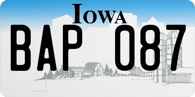 IA license plate BAP087