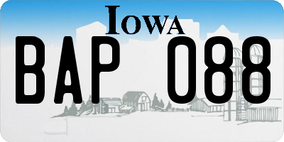 IA license plate BAP088