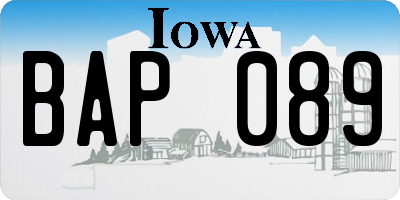 IA license plate BAP089
