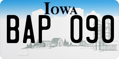 IA license plate BAP090