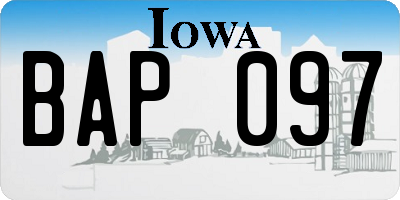 IA license plate BAP097