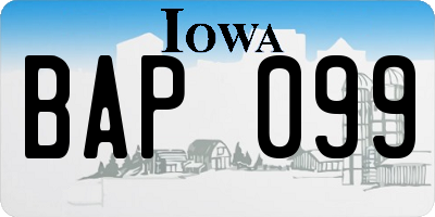 IA license plate BAP099