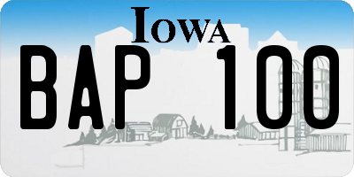 IA license plate BAP100