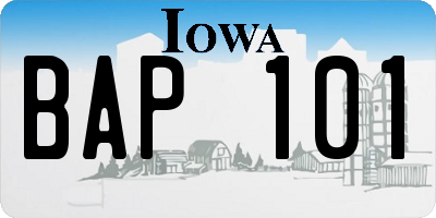 IA license plate BAP101
