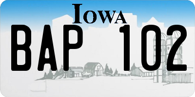 IA license plate BAP102