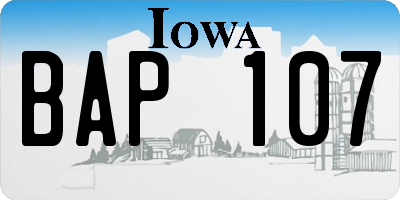 IA license plate BAP107