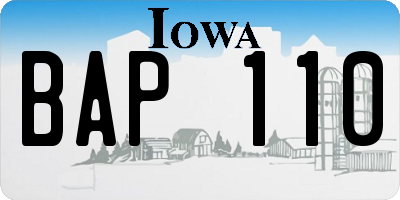 IA license plate BAP110