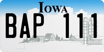 IA license plate BAP111