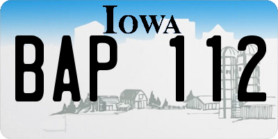 IA license plate BAP112
