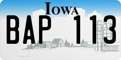 IA license plate BAP113
