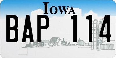 IA license plate BAP114