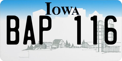 IA license plate BAP116