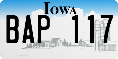 IA license plate BAP117