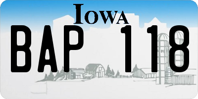 IA license plate BAP118